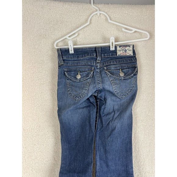 True Religion Hi-Rise Boot Cut Dark Wash Womens Jeans Size 26 Flap Pockets - Picture 5 of 13
